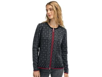 Dale of Norway Singsaker Jacket Womens Short Sleeve Pullover Black/Redrose : MD (Womens 8-10), Wool
