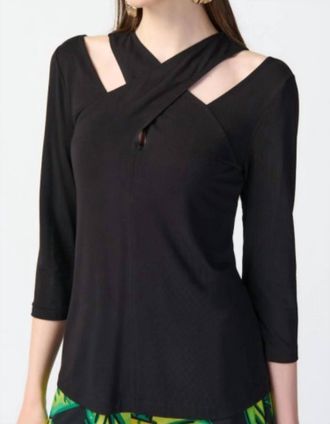 Joseph Ribkoff Bamboo Jersey Cutout Top In Black