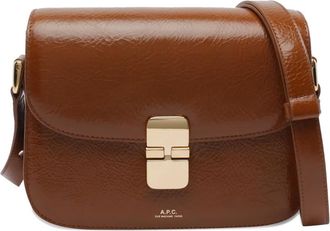 A.P.C. Borsa a tracolla Grace piccola in pelle di vitello - Marrone