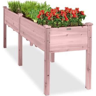 Best Choice Products 72x23x30in Raised Garden Bed, Elevated Wood Planter Box for Patio w/ Divider Panel