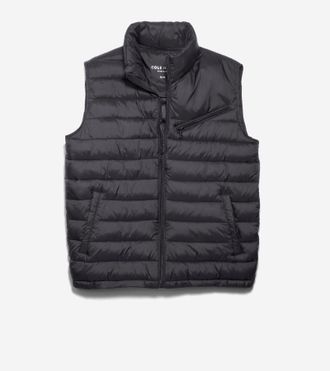 Cole Haan Mens 26.5 Zip Front Quilted Vest - Black Size Medium