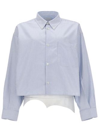 A.P.C. Sophia Cropped Pinstripe Organic Cotton Shirt