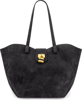 Like Dreams Womens Harper Lock Suede Tote Bag In Black