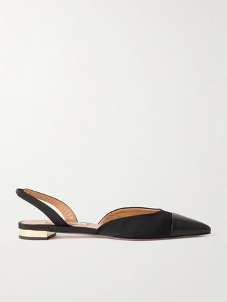 Aquazzura Ballerine Slingback In Gros-grain Con Finiture In Pelle Milanese - Nero