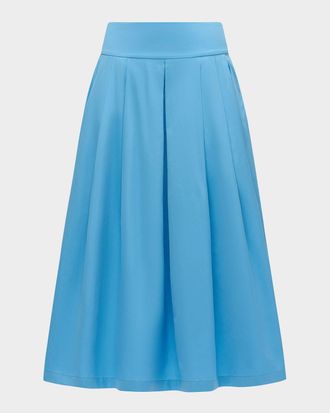 C&acirc;llas Milano Consuela Pleated Cotton-Silk Midi Skirt
