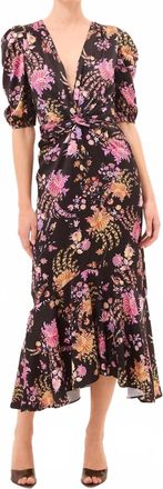 Misa Rosalie Wrap Midi Dress In Dusted Cluster