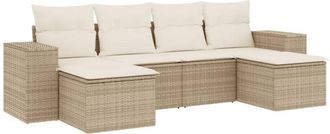 vidaXL Juego De Sof&aacute;s Jard&iacute;n Con Cojines 6 Pzas Rat&aacute;n Sint&eacute;tico Beige Vidaxl