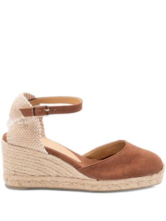 Castaner ankle strap wedge espadrille - women - Raffia/Fabric/Rubber - 37 - Brown
