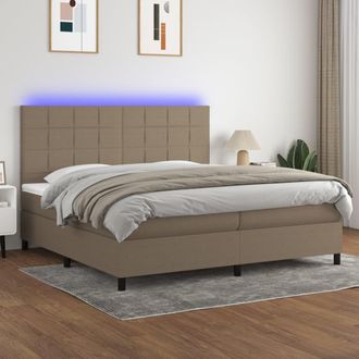 vidaXL Vidaxl - Cama Box Spring Colch&oacute;n Y Luces Led Tela Gris Taupe 200x200 Cm