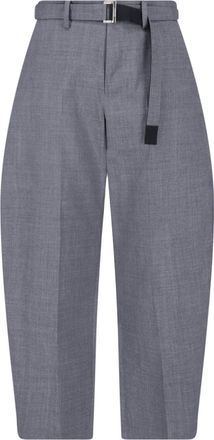 sacai Tailored Wide-Leg Trousers with Adjustable Belt and Relaxed Fit