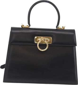 Ferragamo Pre-owned Handbags, female, Black, Size: ONE SIZE Pre-owned Vintage Gancini Top Handle Bag