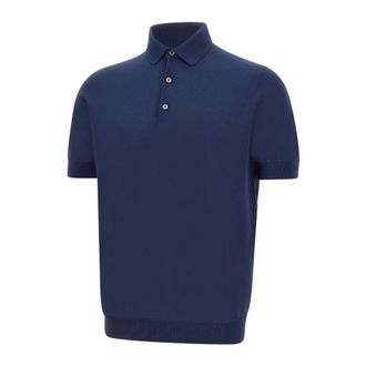 FILIPPO DE LAURENTIIS Crepe Cotton Polo - male - Filippo De Laurentiis - Polo Shirts - Blue - 4XL - Tops