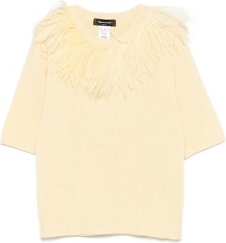 Fabiana Filippi Feather-trim Short-sleeve Sweater