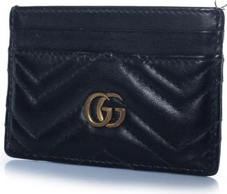 Gucci Pre-owned Womens GG Marmont card holder in black Leather - One Size