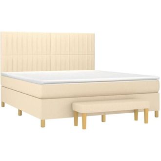 vidaXL Vidaxl - Cama Box Spring Con Colch&oacute;n Tela Color Crema 160x200 Cm