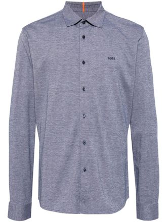 BOSS Overhemd met geborduurd logo - Blauw