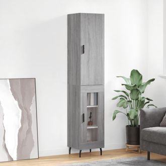 vidaXL Aparador Alto Madera Contrachapada Gris Sonoma 34,5x34x180 Cm Vidaxl