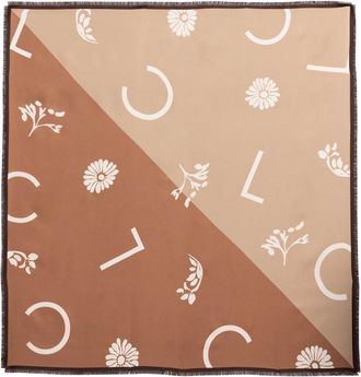 Luisa Cerano Accessoires, Dames, Veelkleurig, ONE Size, Grote Zijden Sjaal met Bloemendruk en LC Details
