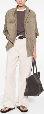 Brunello Cucinelli Brunello Cucinelli Womens Leather Shirt - Sage Green - Size EU 38 (Womens)