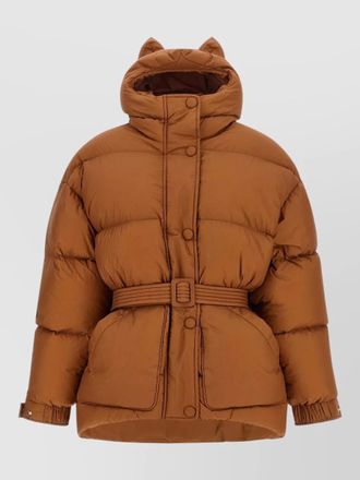 Ienki Ienki down belted hooded puffer coat