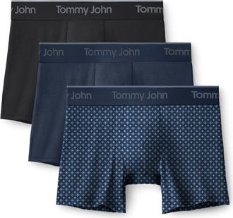 Tommy John Assorted 3-Pack Second Skin 4-Inch Stretch Modal Boxer Briefs in Black/dress Blue/Blue Gents at Nordstrom, Size Xx-Large