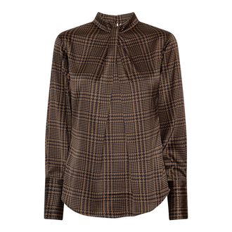 Karmamia Visgraat Blouse - Dames - Blouses & Shirts - Bruin - Maat: S