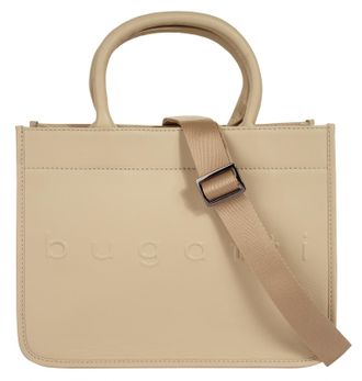 Bugatti Henkeltasche BUGATTI DAPHNE, Damen, Gr. B/H/T: 30cm x 23cm x 14cm onesize, beige, Leder, leicht gl&auml;nzend, unifarben, Taschen Henkeltasche, echt Leder