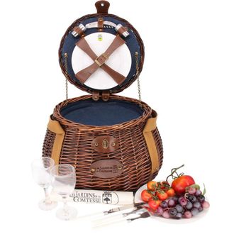 Les Jardins de la Comtesse Cesta picnic de mimbre redonda Tuileries para 2 personas