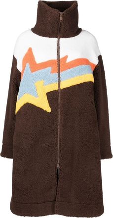 Bapy by A Bathing Ape embroidered-logo fleece coat - women - Polyester - S - Brown