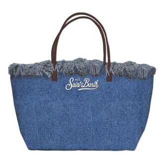MC2 Saint Barth Tote Bags, female, Blue, Size: ONE SIZE City Bag Mid Fringe