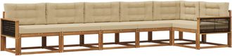 vidaXL Conjunto De Sof&aacute;s De Exterior 6 Uds. Natural Y Beige Vidaxl