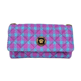 Versace Borsa a tracolla in tweed trapuntato a quadri con testa di Medusa - - Bags - Donna - Multicolore - ONE SIZE