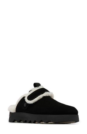 Sorel Viibe Faux Fur Clog in Black/Natural at Nordstrom, Size 5.5