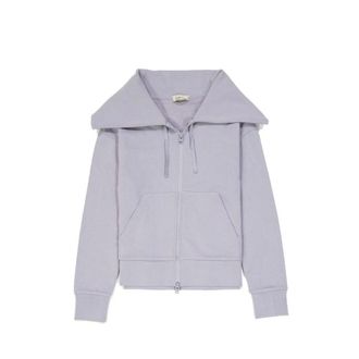 Herno Zip-throughs, female, Purple, Size: M Cotton Cardigan with Shawl Collar and Embroidered Logo