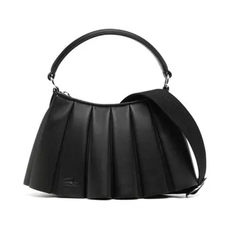 Lacoste Tassen, Dames, Zwart, ONE Size, Leer, Kleine Lenglen Leren Tas