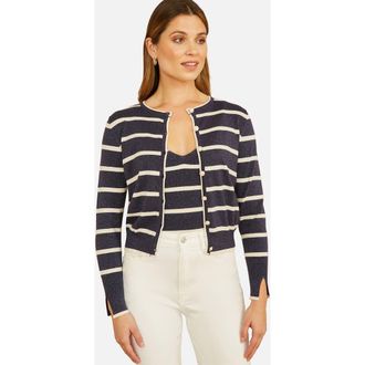 Yumi Long Sleeve Round Neck Cardigan in Navy at Nordstrom, Size Medium