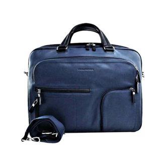 Piquadro Blauwe Unisex Laptop Tas Spock Stijl - Heren - Laptoptassen - Blauw - ONE Size - Leer - Tassen