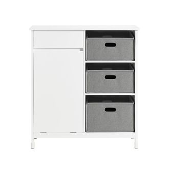 SoBuy Mueble Para Ropa Sucia Armario Multifuncional Para Ba&ntilde;o Con 1 Cesto Y 1 Caj&oacute;n 3 Cestos Separados 80 X 38 X 91cm Blanco Bzr77-w Sobuy Es