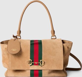 Gucci Paparazzo Medium Top Handle Bag, Beige, Suede