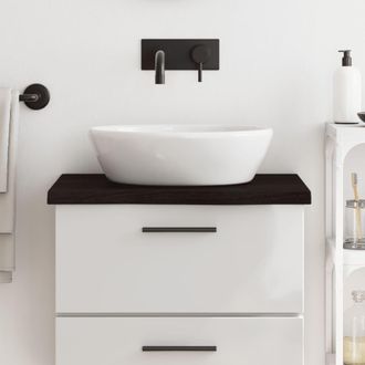 vidaXL Encimera Ba&ntilde;o Madera Maciza Tratada Marr&oacute;n Oscuro 60x50x(2-4)cm Vidaxl