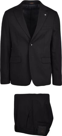 Officina 36 Black Polyester Viscose Wool Elastane Men Suit
