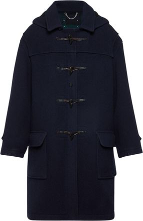 Maison Margiela Navy Blue Wool Coat With Toggle Fastening And Flap Pockets