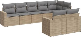 vidaXL Juego De Sof&aacute;s De Jard&iacute;n Con Cojines Beige 8 Pzas Rat&aacute;n Pe Vidaxl