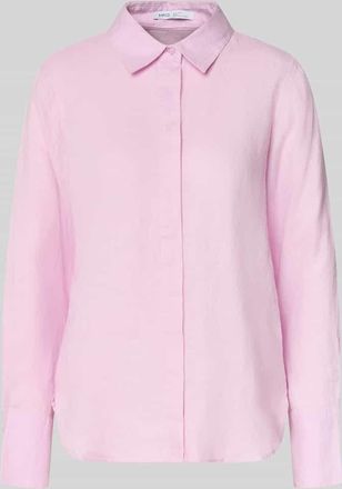 Mango Regular Fit Leinenbluse mit verdeckter Knopfleiste in Rosa, Gr&ouml;&szlig;e XL