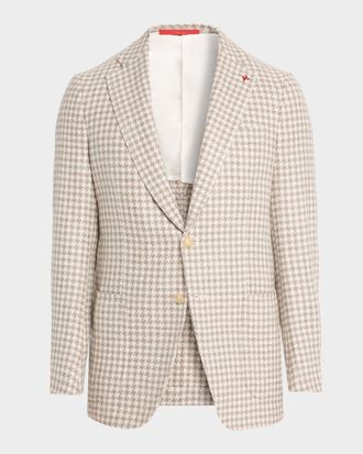 Isaia Mens Houndstooth Cashmere Sport Coat