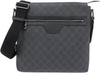 Gucci Pre-owned Cross Body Bags, female, Gray, Size: ONE SIZE Pre-owned GG Supreme Canvas Shoulder Bag