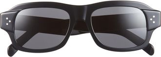 Celine 3 Dots 53mm Rectangular Sunglasses in Shiny Black /Smoke at Nordstrom
