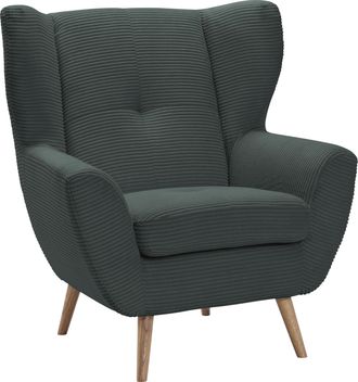 Exxpo Sofa Fashion Sessel »ALVESTA, Ohrensessel, Loungesessel mit hohem Sitzkomfort« gemütliche Rückenlehne, mit Knopfheftung und hohen Holzfüssen, in Cord