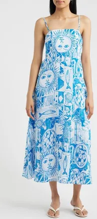 Lilly Pulitzer Jorgian Print Linen Midi Dress in Resort White at Nordstrom, Size 10