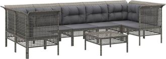 vidaXL Set De Muebles De Jard&iacute;n 8 Pzas Y Cojines Rat&aacute;n Sint&eacute;tico Gris Vidaxl